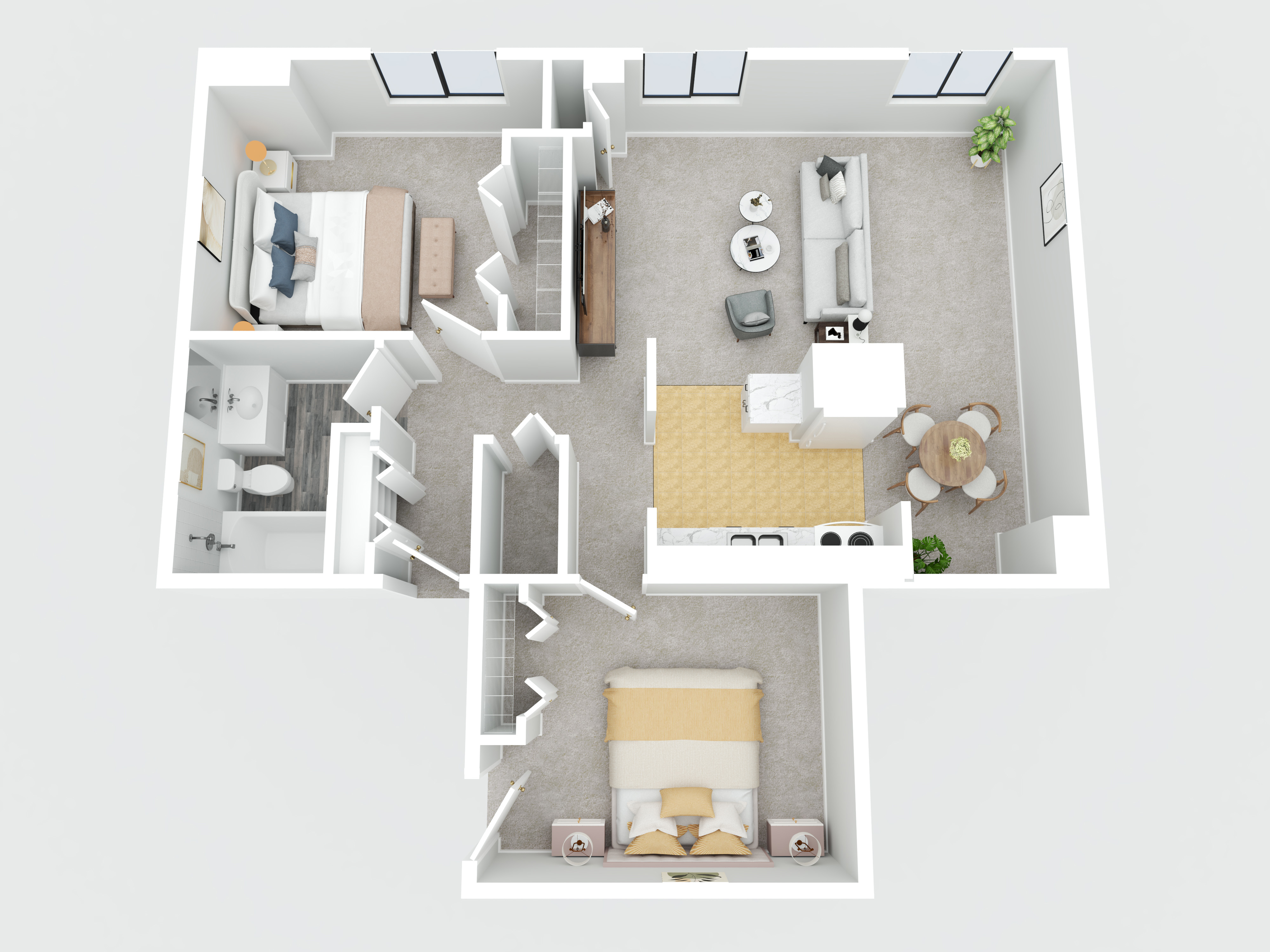 Floor plan for 2 beds, 1 bath, 600 sqft